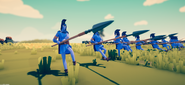 Blue Sarissa units charging into battle in the Early Access Beta.